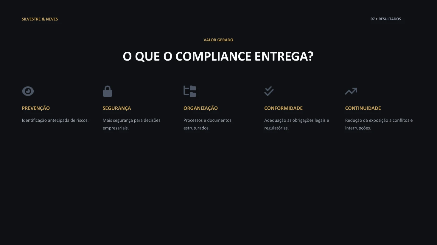 Compliance Jurídico Empresarial — página 8: O que o compliance entrega