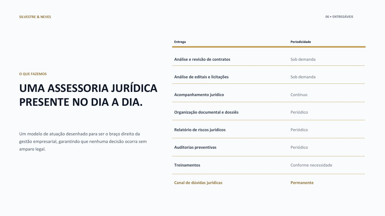Compliance Jurídico Empresarial — página 7: O que fazemos